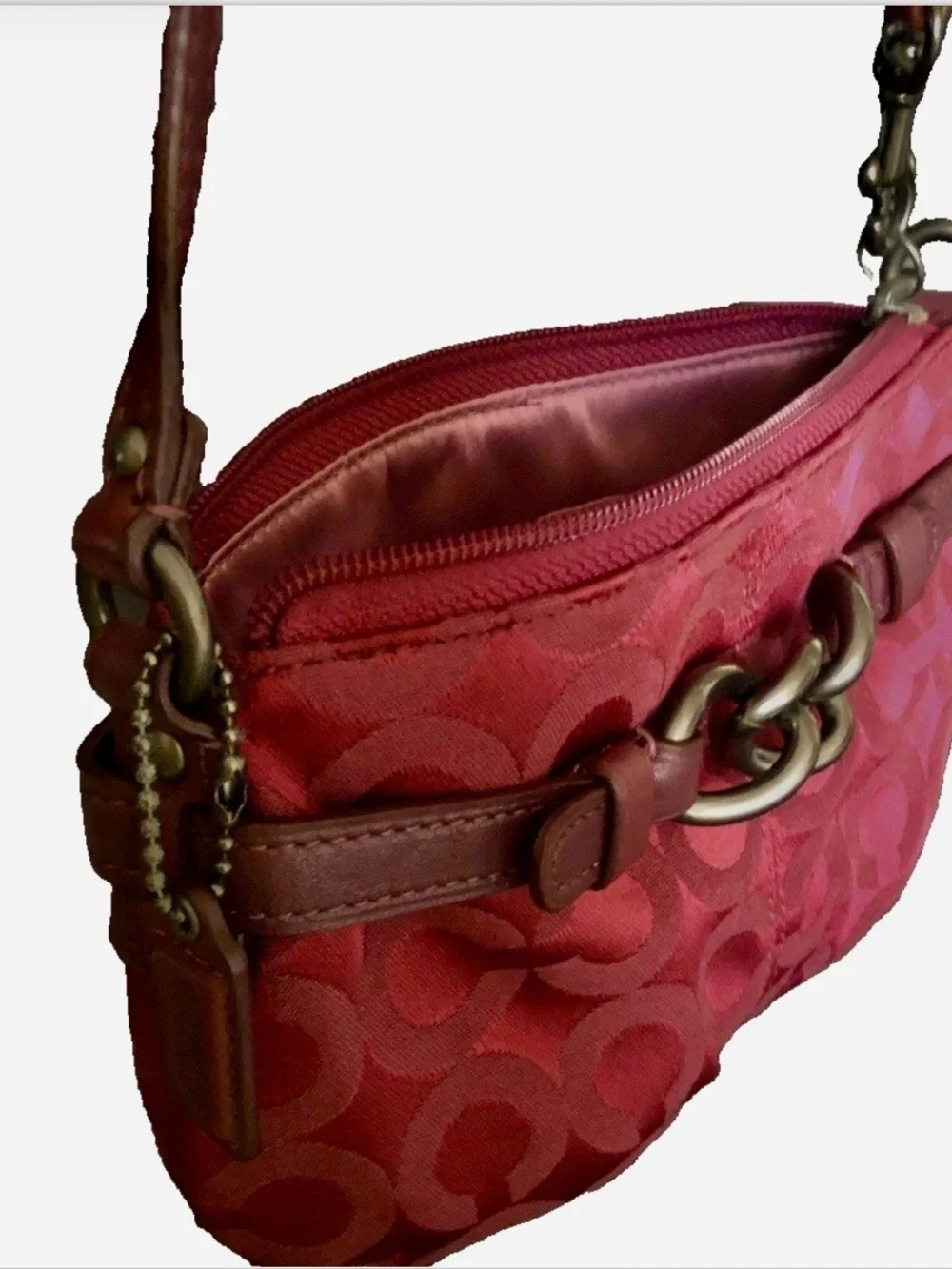 VTG Coach Y2K 90s Burgundy Canvas Mini Shoulder Bag Purse Handbag